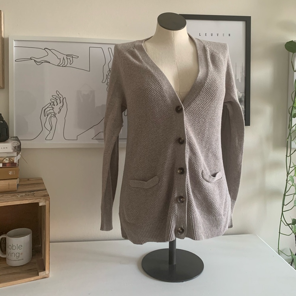 Soft tan beige button up sweater cardigan